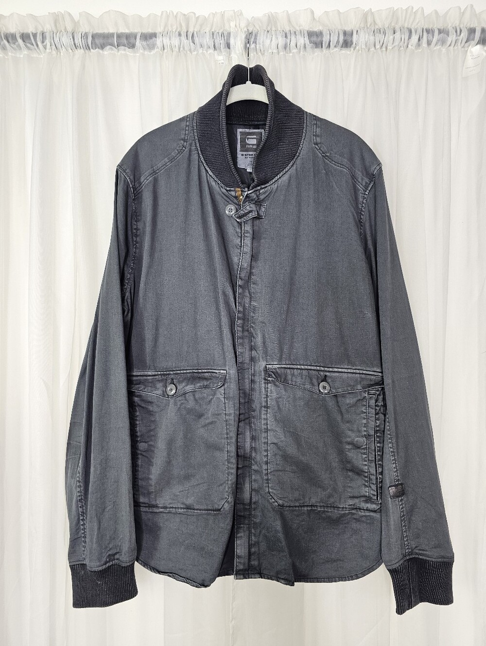 G-Star RAW Harben L/S Overshirt Utility Bomber Jacket Gray XXL Streetwear Casual